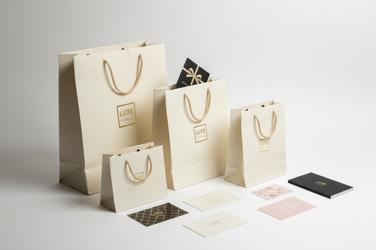 BOLSAS DE COMPRA Y TARJETAS 